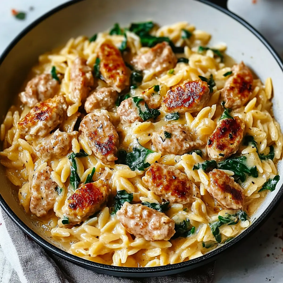 Creamy Chicken Sausage Orzo : A One-Pan Meal