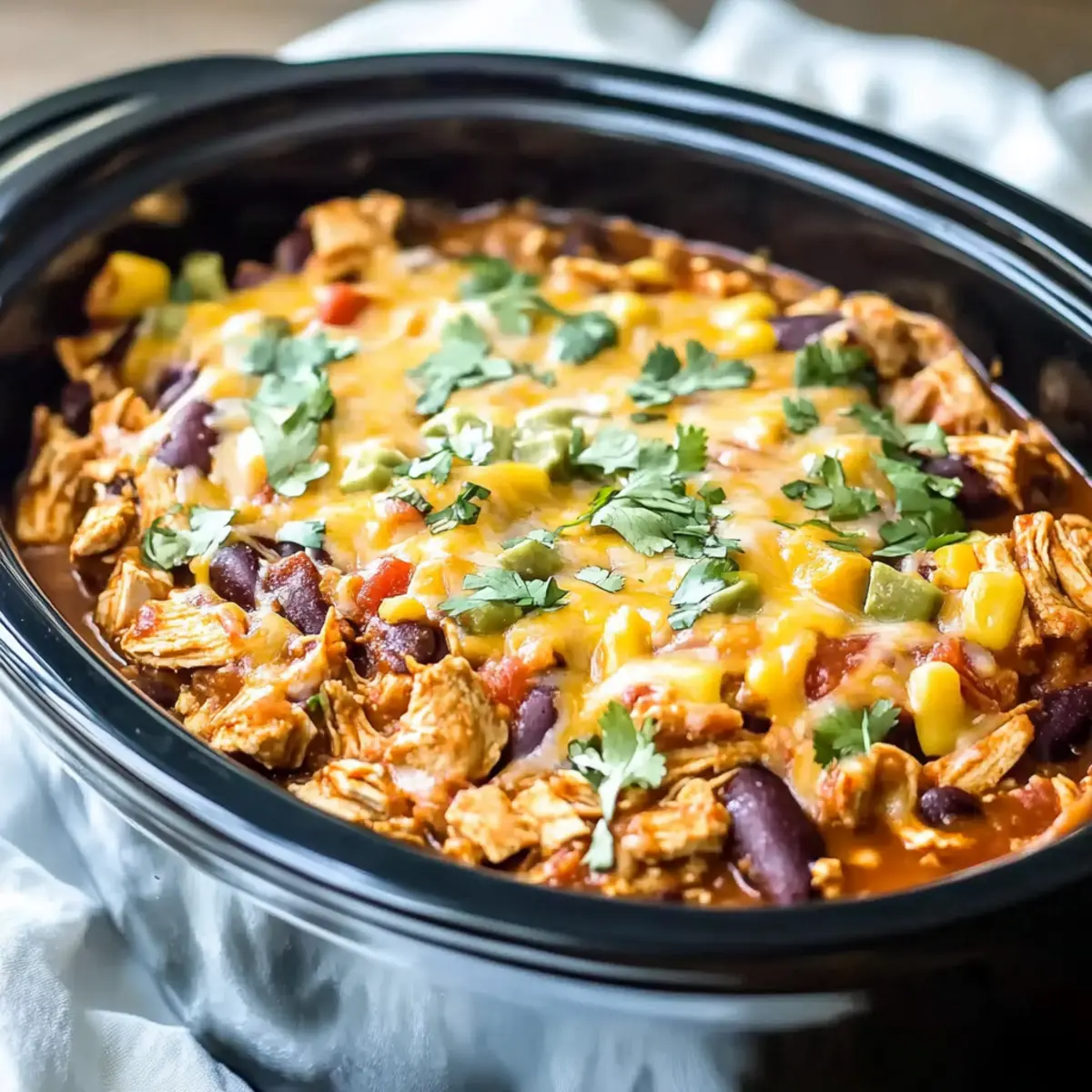 CROCKPOT CHICKEN ENCHILADA CASSEROLE 🍗