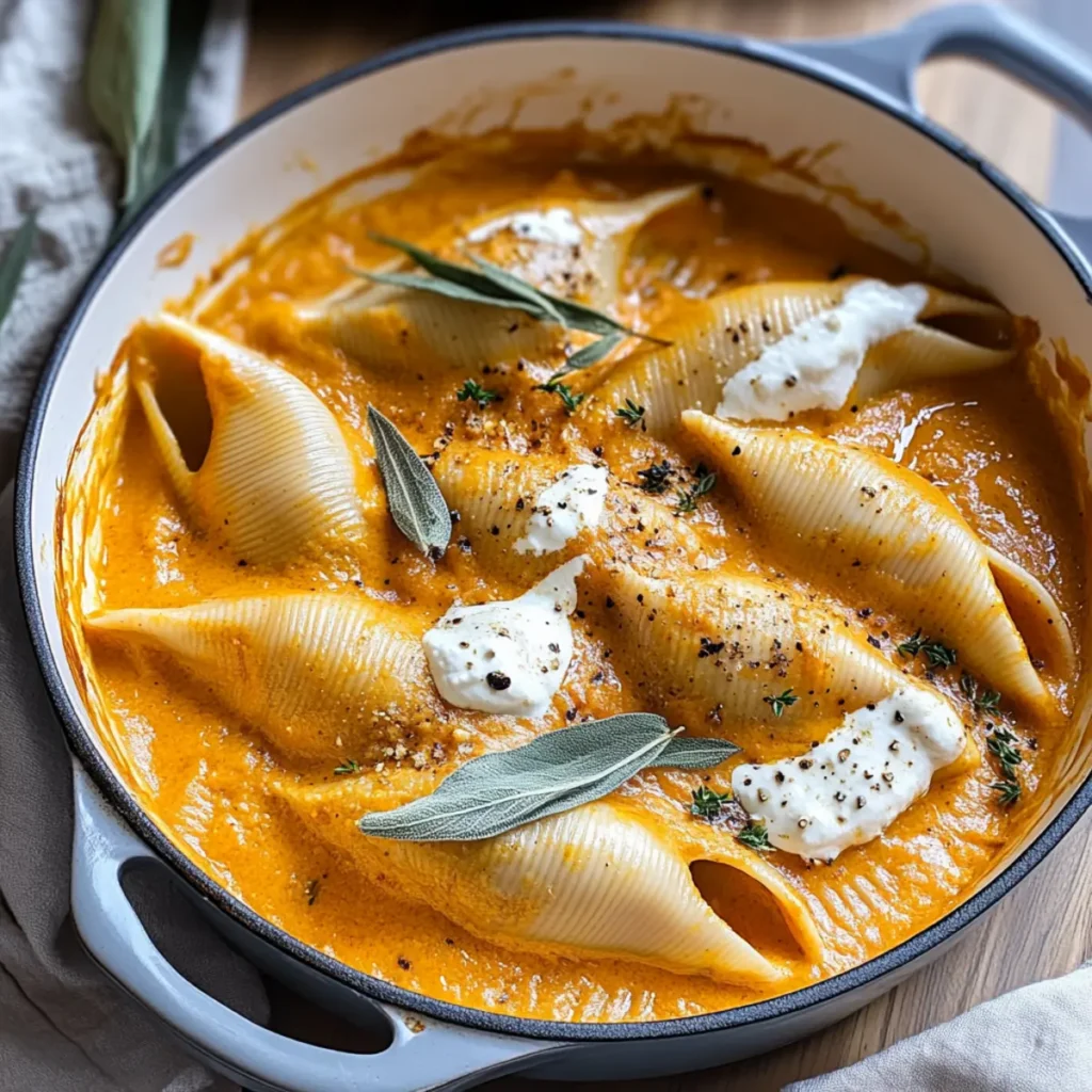 Cozy Stuffed Shells with Pumpkin Cream Sauce for Fall Comfort