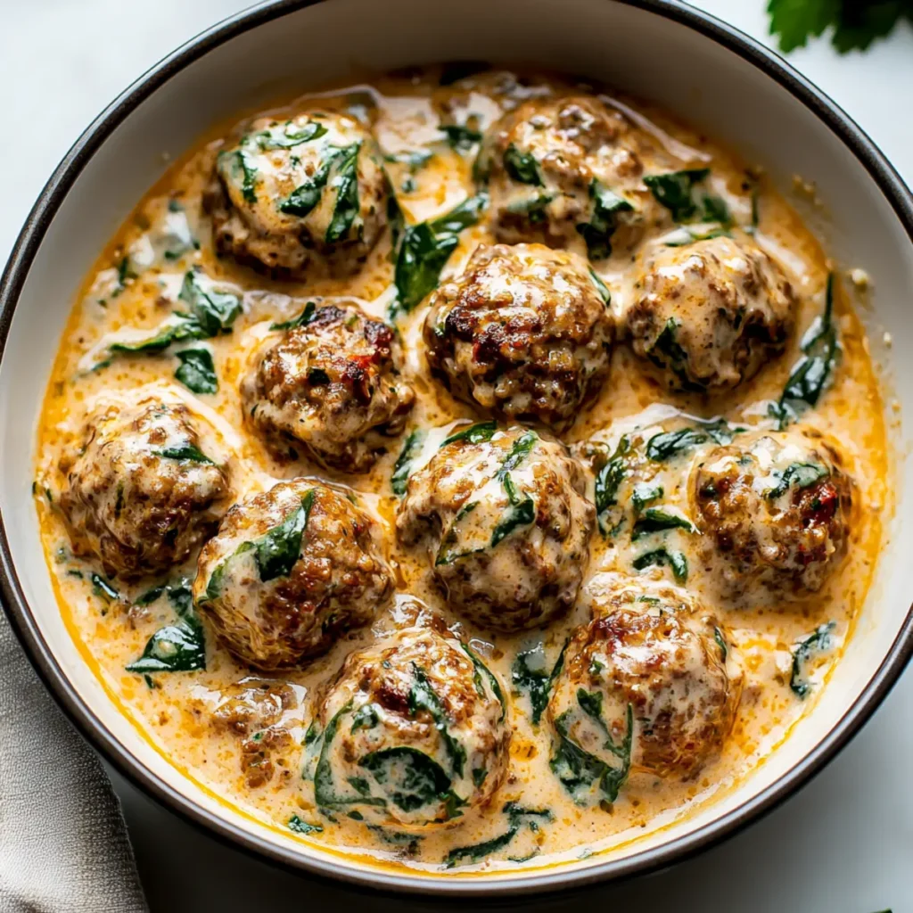 Creamy Tuscan Low Carb Meatballs