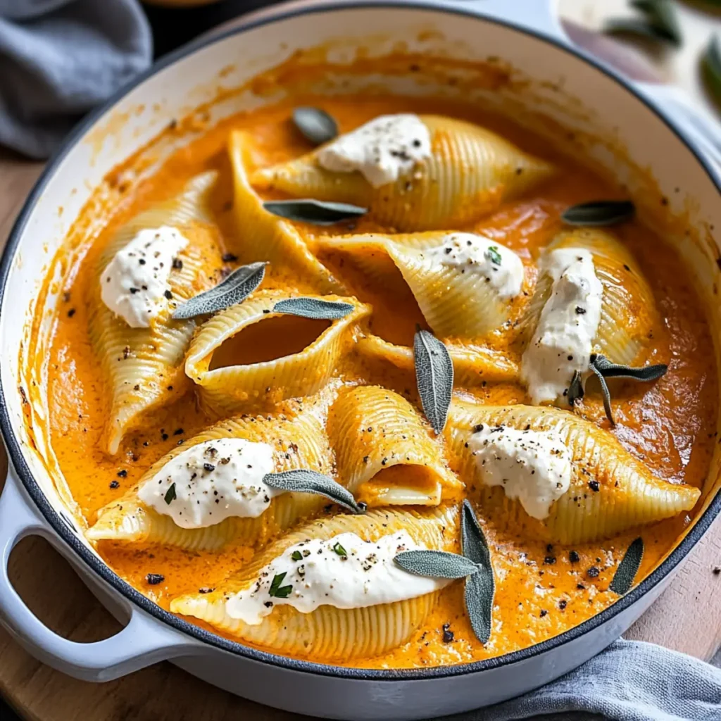 Cozy Stuffed Shells with Pumpkin Cream Sauce for Fall Comfort