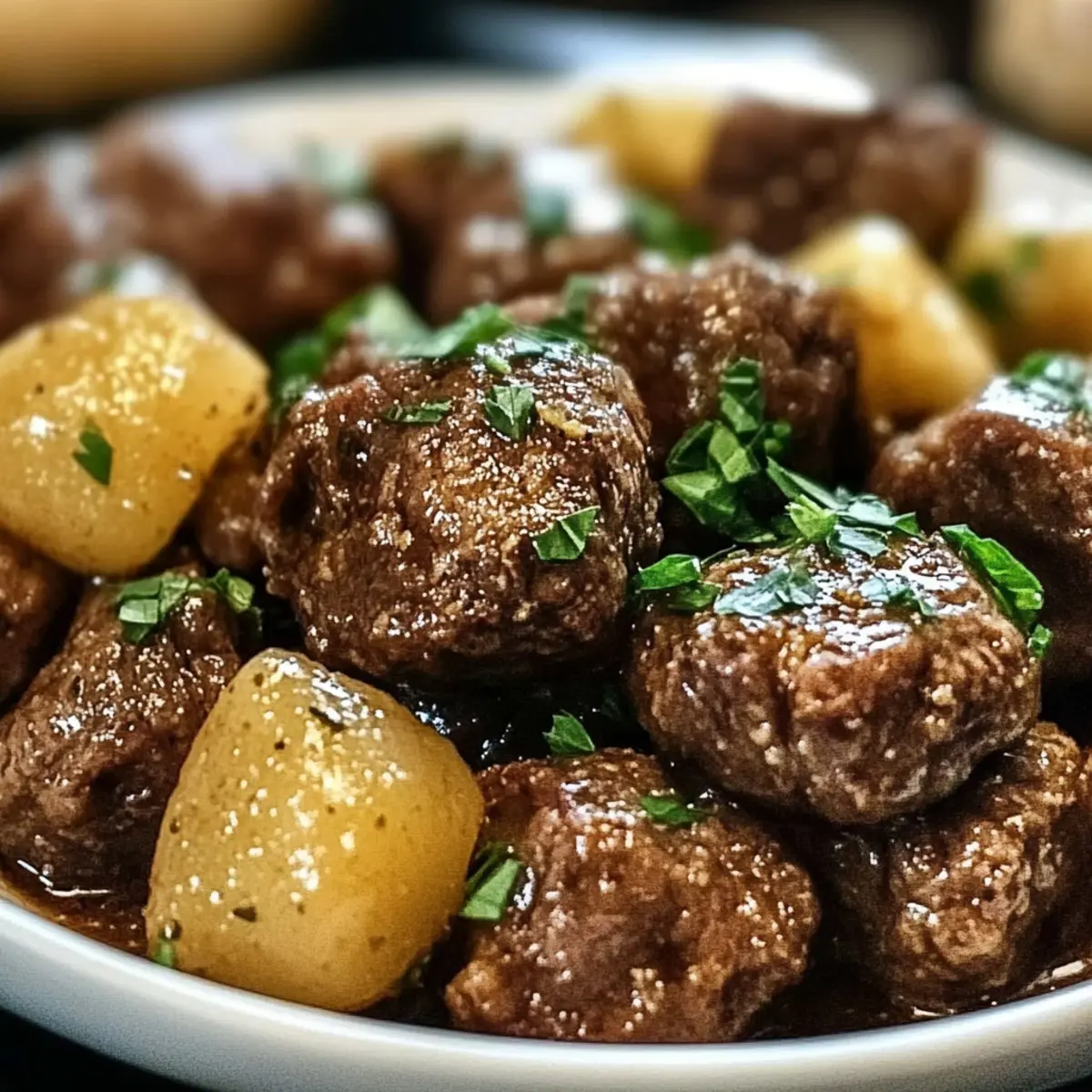 High Protein Slow Cooker Garlic Butter Beef Bites - Easy Dinner Recipe!