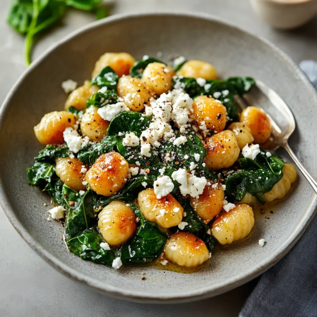 Creamy Gnocchi with Spinach and Feta Recipe | Healthy Dinner Inspiration