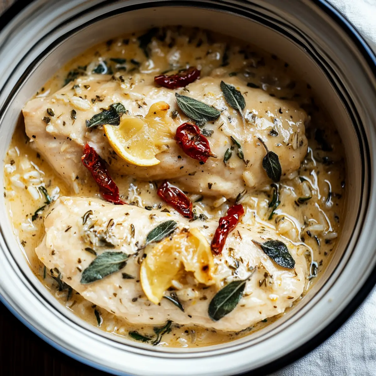 Slow Cooker Lemon Herb Chicken and Rice