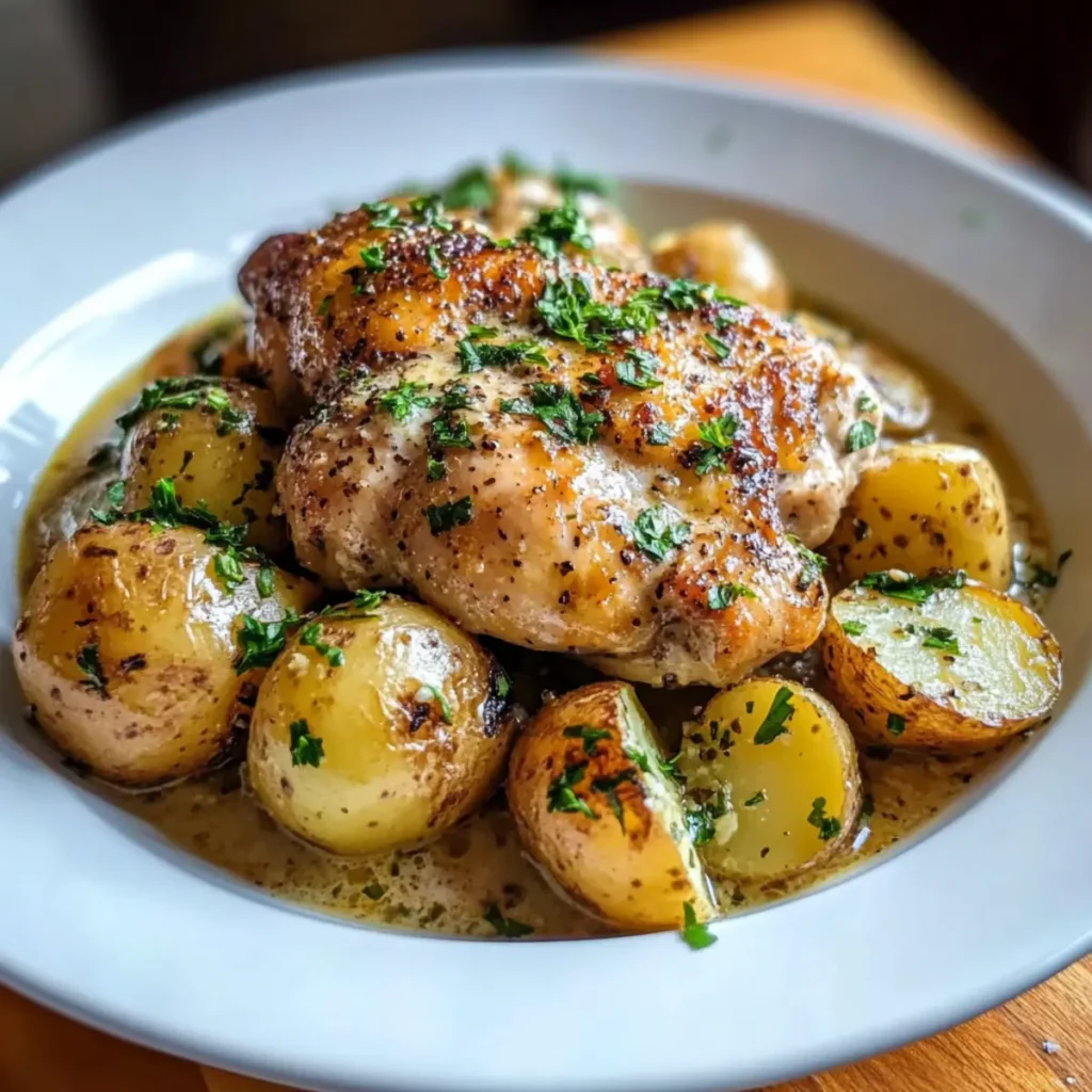 Easy Garlic Parmesan Crockpot Chicken & Potatoes Recipe
