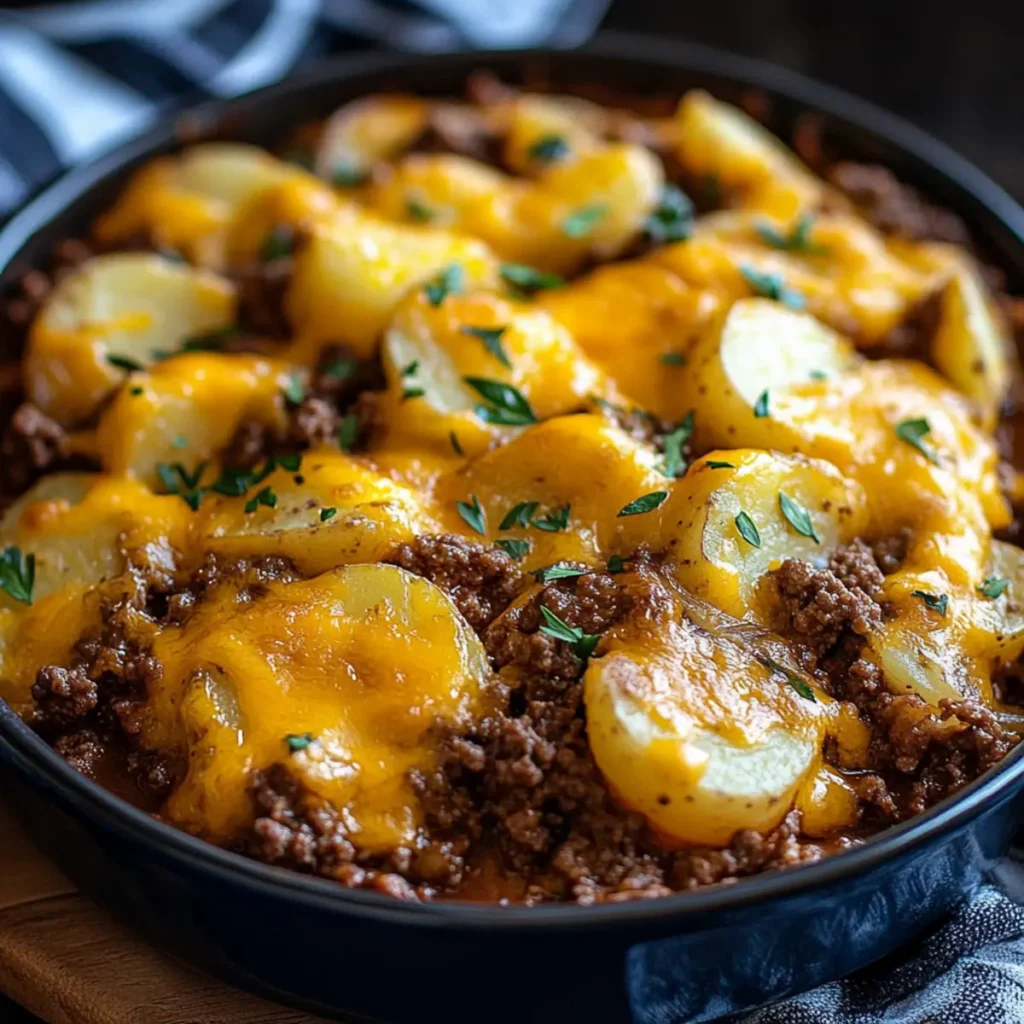 Cheesy Ground Beef & Potato Casserole (One-Pan Dinner!)