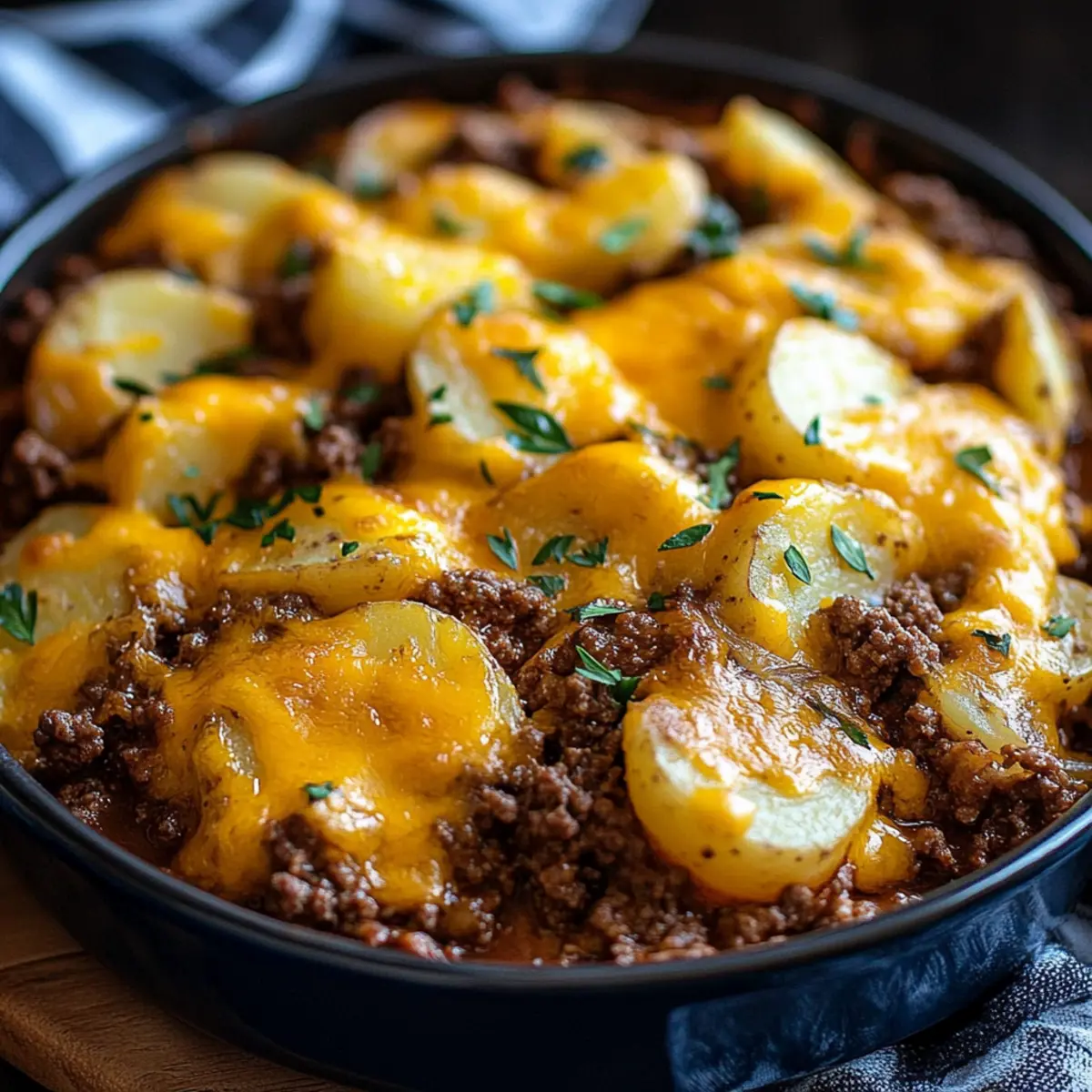 Cheesy Ground Beef & Potato Casserole (One-Pan Dinner!)