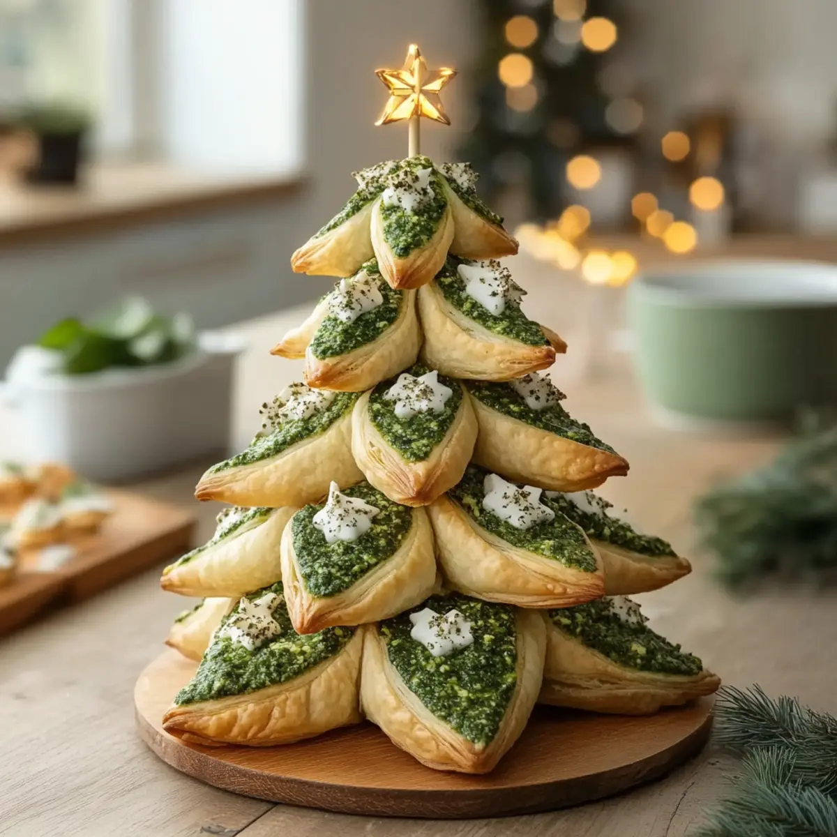 Delicious Pesto Puff Pastry Christmas Trees